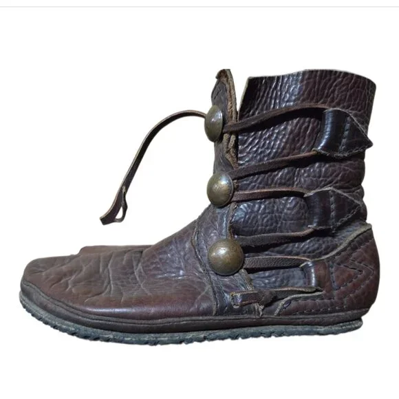 Vintage Unisex All Leather Native American Coin Laced Boots